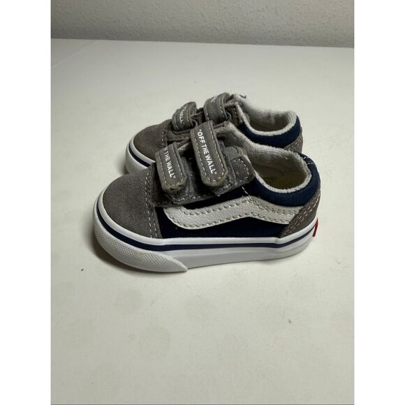 Vans Other - VANS Sneakers Toddler Old Skool Suede Gray/Blue Hook Skate Lowp Sz Size 3